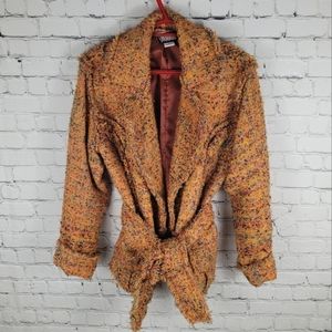 YAK MAGIK | boucle belted lined blazer jacket